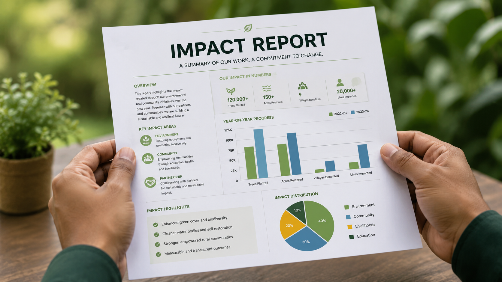 CSR impact report with measurable outcomes