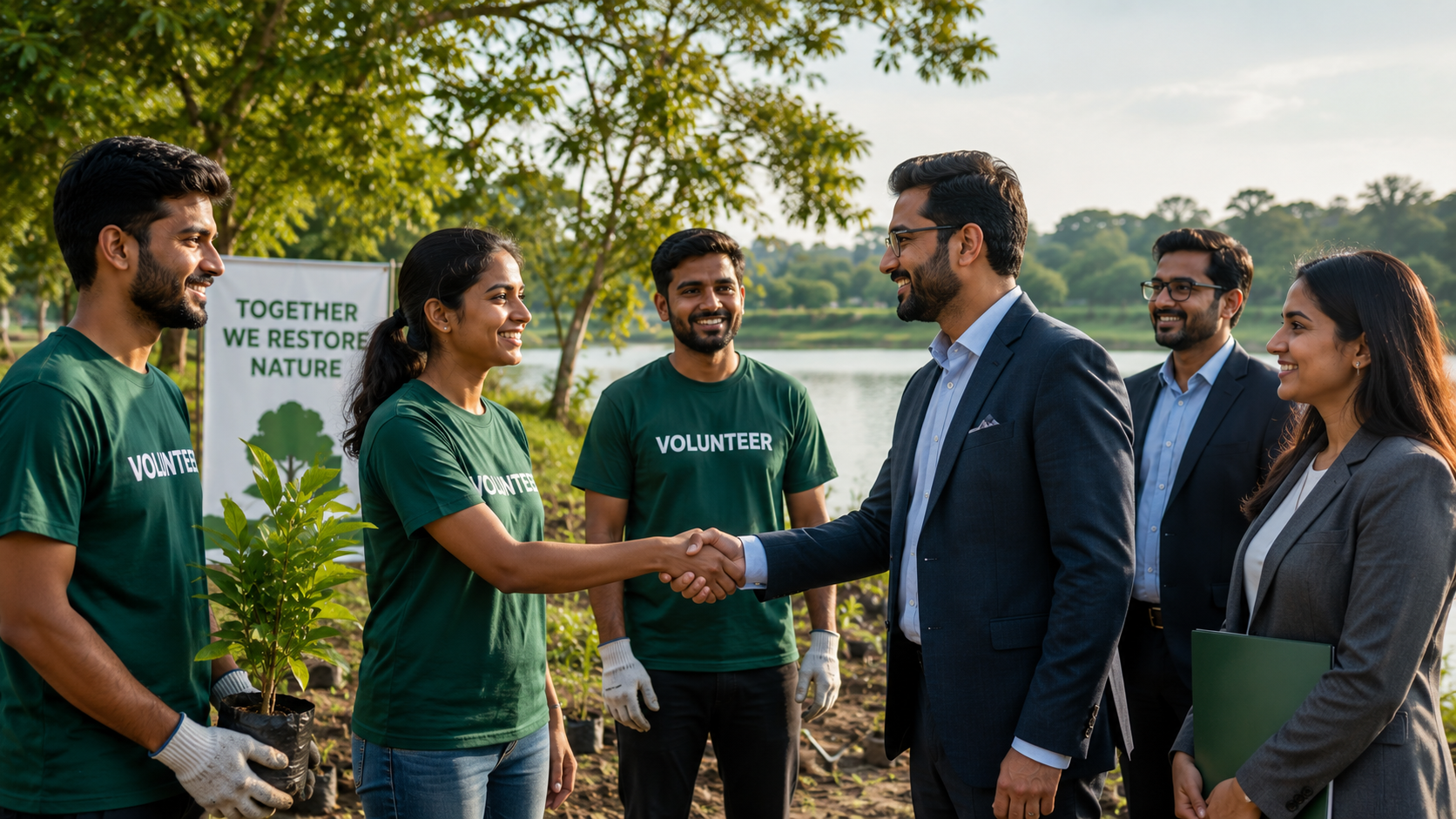 Volunteers supporting an environmental initiative