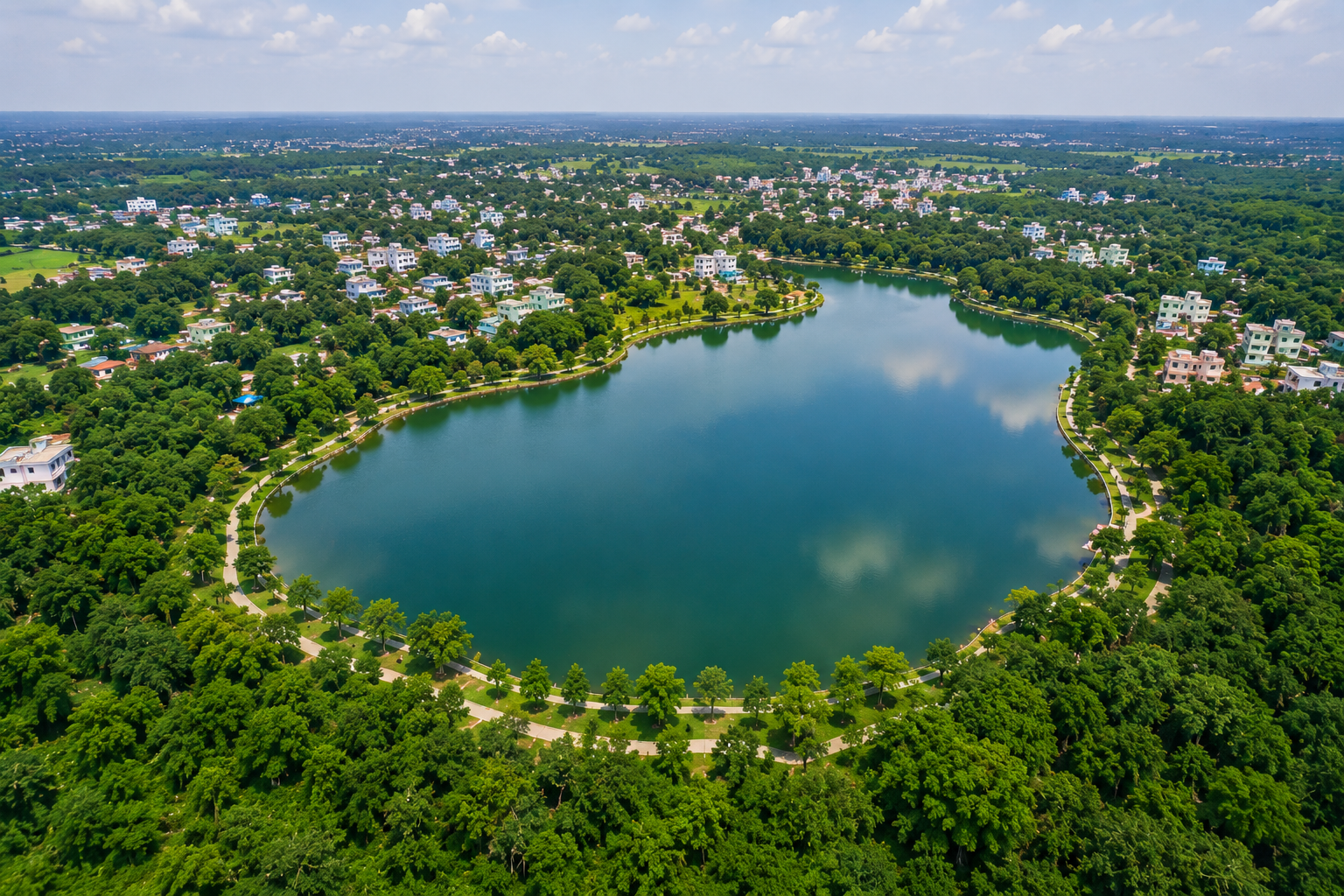 Beautiful view of the restored Sadahalli Lake