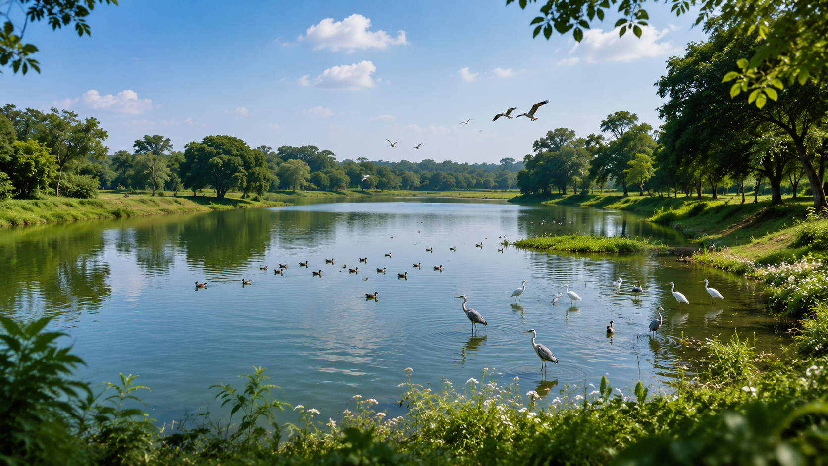 Restored lake supporting biodiversity